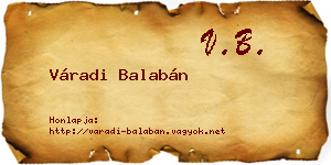 Váradi Balabán névjegykártya